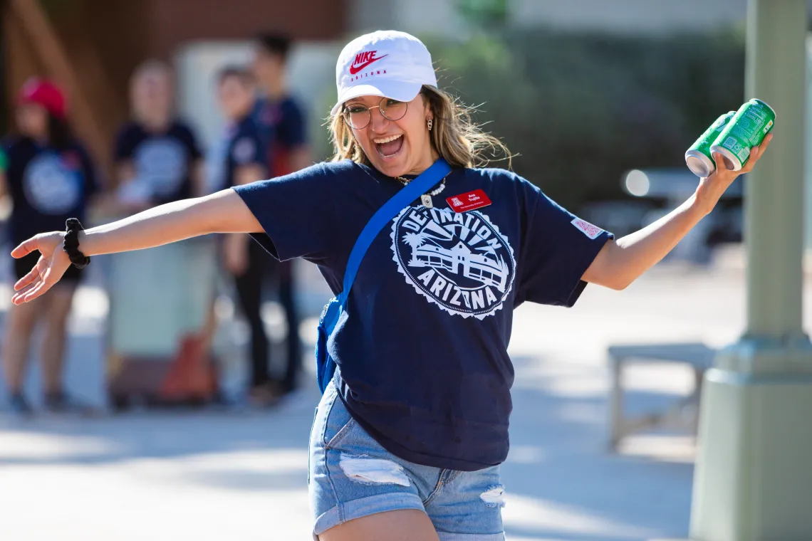 Destination Arizona Leader, Ana, smiles at the camera excited about the Convocation program.