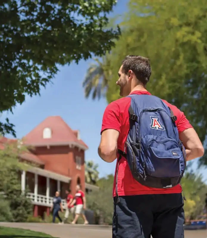 Student walking on campus